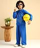 Bugandbees Knitted Knit Full Sleeves S Initials Embroidered  Tee & Pants Set - Electric Blue