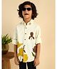 Bugandbees Cotton Flax Woven Full Sleeves Floral Printed Shirt -  Off White