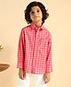 Bugandbees Cotton Woven Full Sleeves Checked Shirt - Carrot Pink
