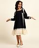 Bugandbees Schiffli Woven Full Sleeves Lace Embellished & Embroidered Dress - Black