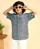 Bugandbees Cotton Woven Half Sleeves Chevron Printed Shirt -  Blue