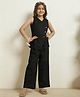 Bugandbees Cotton Flex Woven Sleeveless Solid Top & Pant Set - Black