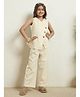 Bugandbees Cotton Flax Woven Sleeveless Solid Top & Pant Set - Off White