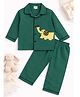 TIPPY TOP Cotton Woven Full Sleeves Elephant Patch Detailed Shirt & Pant Night Suit - Green