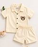 TIPPY TOP Cotton Woven Half Sleeves Teddy Embroidered  Shirt & Shorts Set - Yellow