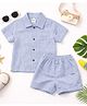 TIPPY TOP Cotton Woven Half Sleeves Fish Embroidered Striped Coordinating Shirt & Shorts Set - Blue