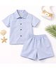 TIPPY TOP Cotton Woven Half Sleeves Back Bicycle Embroidered Shirt & Shorts Set  - Blue