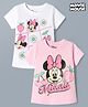 Babyhug Disney Cotton Knit Half Sleeve T-Shirts  with Minnie and Friends Graphics Pack of 2 - Pink