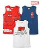 Honeyhap Marvel 100% Cotton Knit Sleeveless Vests With Spider Man Graphic Pack Of 3 - Red Navy Blue & White