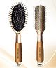Majestique Golden Antistatic Hair Brush Set - Paddle Hairbrush & Flat Hair Brush for Women and Men - 2Pcs