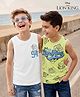 Honeyhap Disney Single Jersey Knit Sleeveless Vests With Lion King Graphic Pack of 2 - Light Green & White