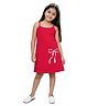 Plan B Cotton Knit Sleeveless Bow Printed Dress - Red