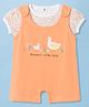 ToffyHouse Cotton Knit Dungaree & Half Sleeves Inner Tee with Duck Patch & Floral Print - Orange