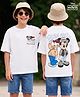 Primo Gino Disney Cotton Knit T-Shirt with Front and Back Mickey and Friends Graphic Half Sleeve Round Neck White 7-8 Years
