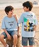 Primo Gino Disney Cotton Single Jersey Knit Half Sleeves T-Shirt with Front & Back Mickey Mouse Graphics - Blue