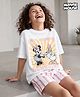 Primo Gino Disney Single Jersey Knit Half Sleeves T-Shirt & Shorts Night Suit with Minnie & Friends Fraphics - White