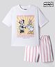 Primo Gino Disney Single Jersey Knit Half Sleeves T-Shirt & Shorts Night Suit with Minnie & Friends Fraphics - White