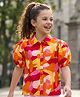 Pine Kids Rayon Woven Collar Neck Shirt Style Top with Camouflage Print -Rust Orange