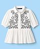 Pine Kids Cotton Woven Frock Style Tops Embroidered Half Sleeves White 4-5 Years