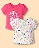 Doodle Poodle Cotton Knit Tops Half Sleeves White & Pink Newborn Pack of 2