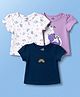 Doodle Poodle Single Jersey Knit Half Sleeves T-Shirts With Animal & Rainbow Print Pack of 3 - Navy Blue White & Purple