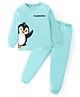 BLUSHES Cotton Knit Full Sleeves Penguin Printed Tee & Pajama Night Suit - Sea Green