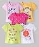 Doodle Poodle Cotton Knit Half Sleeves T-Shirts With Floral & Heart Print Pack of 5 - Multicolor