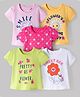 Doodle Poodle Cotton Knit Half Sleeves T-Shirts With Floral & Heart Print Pack of 5 - Multicolor