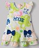 Dew Drops Cotton Woven Half Sleeves Floral Printed Frock With Bow Applique - OffWhite