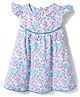Dew Drops Cotton Woven One Piece Dresses/Frocks Half Sleeves Floral Print Offwhite 3-6 Months