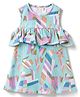 ToffyHouse Cotton Knit Sleeveless Party Printed Dress - Blue