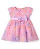 ToffyHouse Cotton Knit Half Sleeves Party Dress With Floral Print - Pink