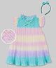 ToffyHouse Cotton Knit Frill Sleeves Party Dress With Headband - Multicolor