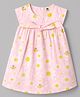 ToffyHouse Cotton Knit Half Sleeves Party Dress With Floral Print - Baby Pink