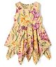 ToffyHouse Cotton Knit Sleeveless Handekerchief Hem Party Dress With Floral Print - Yellow