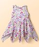 ToffyHouse Cotton Knit Sleeveless Handkerchief Hem Party Dress With Floral Print - Multicolor