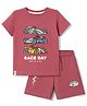 Ollypop Sinker Knit Half Sleeves Vehicles Printed T-Shirt & Shorts Set - Rose Gold