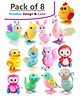 ADKD Colorful Key Wind up Bird and Animal Jumping Walking Toys Pack of 8 -Multicolor