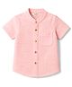 Bonfino 100% Cotton Woven Half Sleeves Mandarin Collar Solid Shirt - Pink