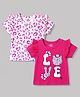 Doodle Poodle Cotton Single Jersey Knit Half Sleeves Cheetah Printed Top Pack of 2 - Pink