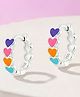 ShimmerTots Rainbow Heart Baby 925 Silver Hypoallergenic Hoops - Multi