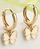 ShimmerTots  Gold Plated Butterfly Hypoallergenic 925 Silver Dangle Hoop -White and Gold