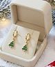 ShimmerTots Gold Plated Christmas Tree Hypoallergenic 925 Silver Dangle Hoop - Green & Gold