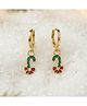 ShimmerTots Candy Cane Hypoallergenic 925 Silver Dangle Hoop - Green