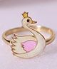 ShimmerTots Gold Plated Swan Glow In The Dark Hypoallergenic 925 Silver Adjustable Ring- White