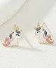 ShimmerTots Gold Plated Magical unicorn  Screw Back Hypoallergenic 925 Silver Earrings- Multi Color