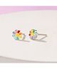 ShimmerTots Rainbow Daisy Screw Back Hypoallergenic 925 Silver Studs- Multi Color