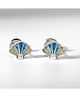 ShimmerTots Glitter Shell 8mm Screw Back Hypoallergenic 925 Silver Earring - Blue