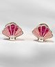 ShimmerTots Glitter Shell 8mm Screw Back Hypoallergenic 925 Silver Earring- Pink