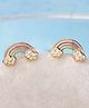 ShimmerTots Gold Plated Rainbow Screw Back Hypoallergenic 925 Silver Earrings - Multi Color
